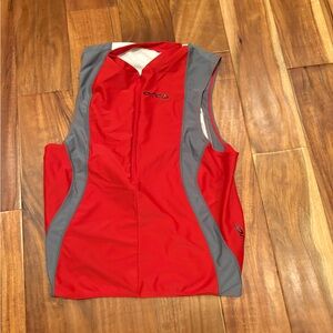 Orca Men’s Triathlon Sleeveless Jersey Zip Front Size M Red Gray